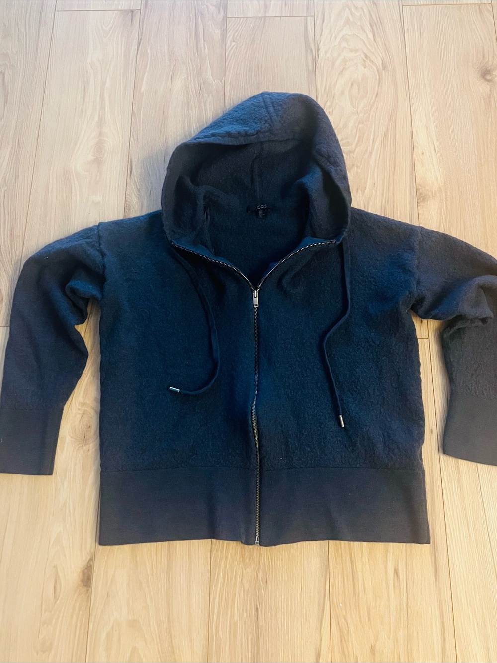 COS gray blue Green Knit Sweater wool zipper